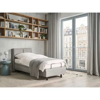 Postel Polohovací elektrická postel světle šedá 80 x 200 cm s dálkovým ovládáním čalouněný rám postele Beliani