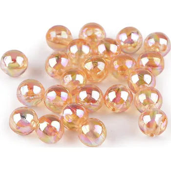 Šperk Plastové korálky s AB efektem Ø10 mm, barva 5 lososová světlá