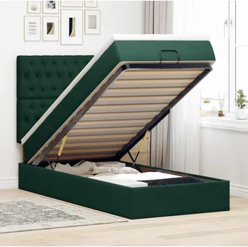 Postel vidaXL Osmanský rám postele s matracemi 90x190cm samet [3313513] Barva: Tmavě zelená