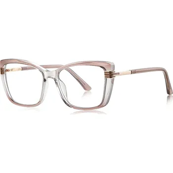 Brýlová obroučka Techsuit - Brýle proti modrému světlu Reflex PC (2273) - pro ženy, nadměrné velikosti, TR90&kovový rám, AC čočky - průhledné/hnědé