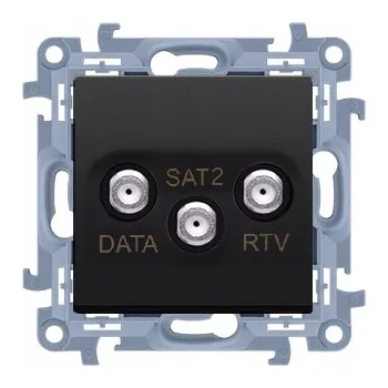 Elektrická zásuvka Simon 10 Anténní zásuvka RTV-DATA-SAT, útlum: 1,5dB černá CADSATF.01/49