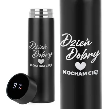 Termoska ČERNÁ TERMOSKA TERMO DÁREK VALENTÝN PRO DRAHOU POLOVIČKU DOBRÝ DEN