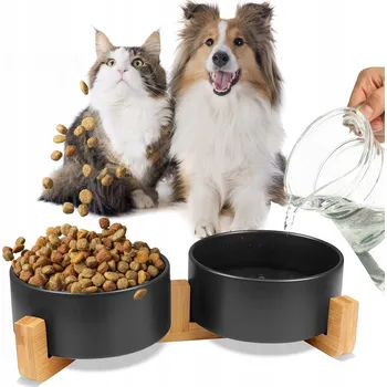 Miska pro psa Sada dvou keramických misek Mersjo, černá, 0,8 l