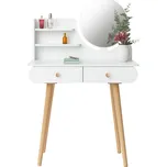 Aga Toaletní stolek MRDT08-W, se zrcadlem, Bílá, MDF/dřevo, 80x40x122 cm STK15440