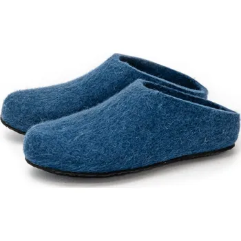 Pánské pantofle Lahtiset Pantofle z ovčí vlny Lahtiset, s podrážkou / petrolejově modré, Velikost 43