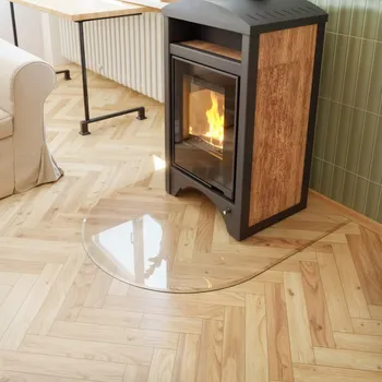 Krbová kamna Sklo pod kamna - FLAMINGO Oblouk 1000x1200 mm, fazeta / R500 / 6 mm