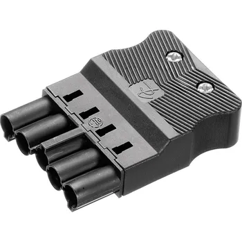 Elektrická zásuvka Adels-Contact 18004 síťový konektor AC zástrčka, rovná Počet kontaktů: 4 plus PE 16 A černá 1 ks