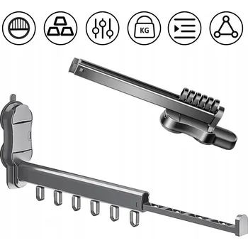 Věšák VĚŠÁK NA OBLEČENÍ 6 HÁČKŮ BEZ VRTÁNÍ SKLÁDACÍ