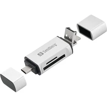 Počítač SANDBERG čtečka paměťových karet 3v1 konektory USB-C+USB+MicroUSB(M)