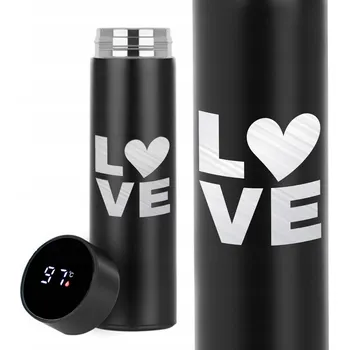 Termoska ČERNÁ TERMOSKA TERMO DÁREK VALENTÝN PRO DRAHOU POLOVIČKU LÁSKA SRDCE