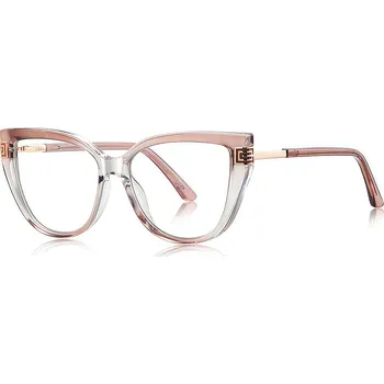 Brýlová obroučka Techsuit - Brýle proti modrému světlu Reflex PC (2259) - pro ženy, nadměrné velikosti, TR90&Metal Frame, AC Lens - Transparent/Warm Rose