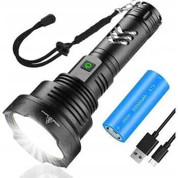 EXTRA SILNÁ TAKTICKÁ LED SVÍTILNA 50000 LUMENŮ 5 REŽIMŮ