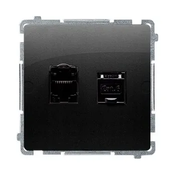 Elektrická zásuvka Počítačová zásuvka dvojitá RJ45 kat. 6 stíněná Černá matná Simon Basic