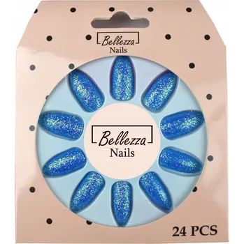 umělá květina Umělé nehty Bellezza mandlové modré 24 ks