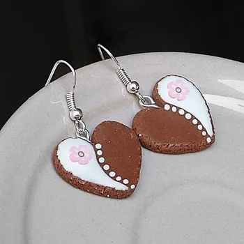 Náušnice CircusMind Sladké náušnice Fimo - perníkové srdce S1188