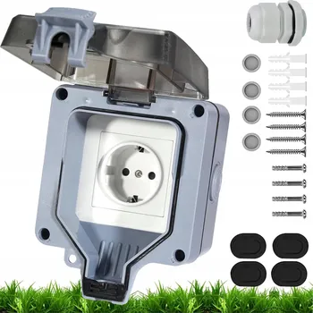 Elektrická zásuvka Venkovní zahradní zásuvka vodotěsná 250V IP66