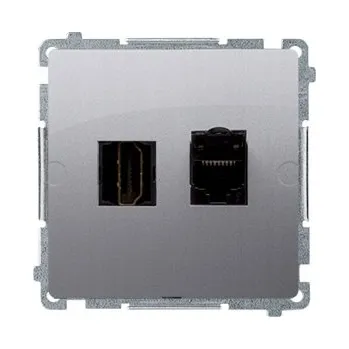 Elektrická zásuvka Internetová zásuvka nástěnná Kontakt-simon stříbrná