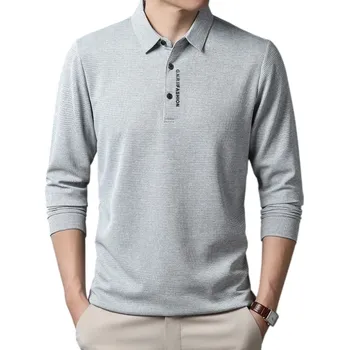 Pánské tričko Pánská polokošile dlouhý rukáv s límečkem a knoflíky Jednobarevné elegantní tričko z polyesteru pro každodenní nošení šedá XXS