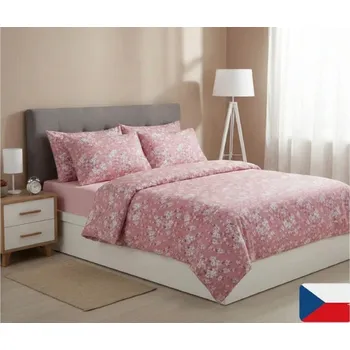 Povlečení Bavlněné povlečení Liběna růžové 140 x 220, 70 x 90 cm knoflíky
