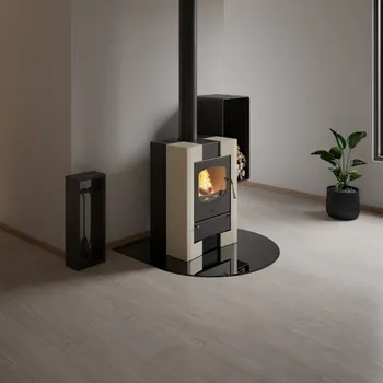 Krbová kamna Sklo pod kamna - FLAMINGO Kapka 1100x1100 mm, černé, fazeta / 6 mm