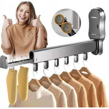 Věšák SUŠÁK NA PRÁDLO VĚŠÁK NA OBLEČENÍ NA ZEĎ OTOČNÝ ROZKLÁDACÍ