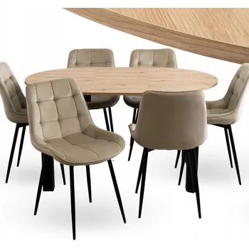 Jídelní stůl Jídelní stůl se židlemi Mebel Elite kulatý rozkládací dub artisan černý 6x