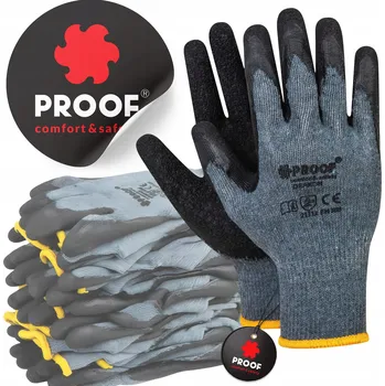Pracovní rukavice OCHRANNÉ PRACOVNÍ RUKAVICE STAVEBNÍ MÁČENÉ V GUMĚ PROOF NÁLEPKA R8 12 PÁRŮ
