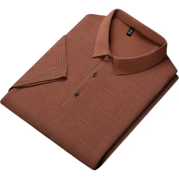 Pánské tričko Pánská polokošile s krátkým rukávem Jednobarevná Jednoduché vzorování Límeček Knoflíky Polyester Klasický střih cihlová XXS