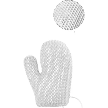 Koupelový kartáč Exfoliační sprchová elastická rukavice na tělo 10,5 x 22 cm TPU tělový peeling pro mytí pokožky snadné čištění do sprchy bílá