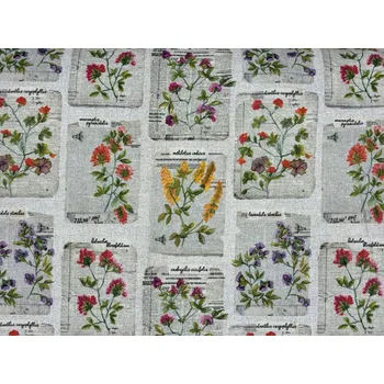 Bavlněná látka Herbář- digitální tisk