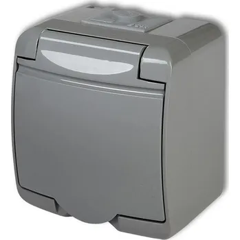 Elektrická zásuvka Zásuvka 250V/16A IP54, šedá, Karlik