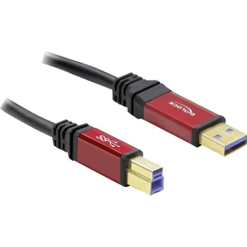 elektrický kabel Delock USB kabel USB 3.2 Gen1 USB-A zástrčka, USB-B zástrčka 5.00 m červená, černá pozlacené kontakty, UL certifikace 82759