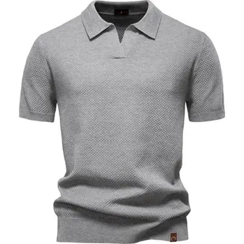 Pánské tričko Pánská polokošile krátký rukáv s límečkem Jednobarevné elegantní tričko z polyesteru a viskózy pro každodenní nošení šedá XL