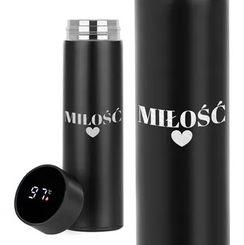 Termoska LED TERMOSKA ČERNÁ TERMO HRNEK DÁREK VALENTÝN PRO DRAHOU POLOVIČKU LÁSKA