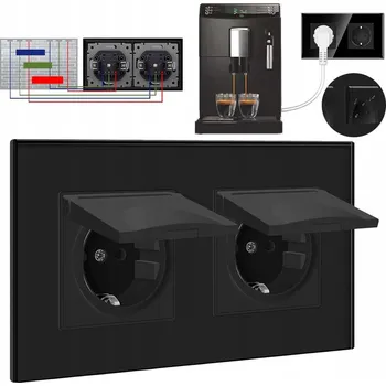 Elektrická zásuvka Elektrická Zásuvka hermetická Bezpol černá