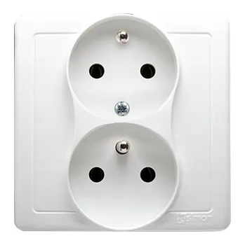 Elektrická zásuvka SIMON BASIC DVOJITÁ ZÁSUVKA 16A S UZEMNĚNÍM BÍLÁ BMGZ2T