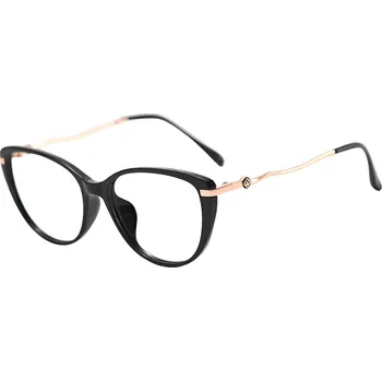 Brýlová obroučka Techsuit - Brýle proti modrému světlu Reflex PC (86162) - pro ženy, kulaté, TR90&kovový rám, AC čočky - zlatá/černá