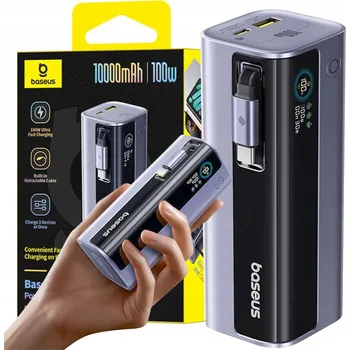 Powerbanka VÝKONNÁ POWERBANKA BASEUS 10000 mAh 100W EnerGeek GR11 SE ZASOUVACÍM KABELEM USB-C