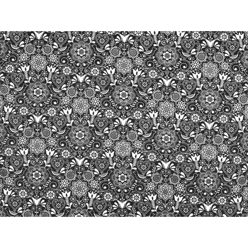 METRÁŽ Bavlněná látka folklor - 2 černá