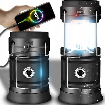 Stojací lampa Akumulátorová LED lampa RETOO 6 W, skládací, s USB a závěsným držákem