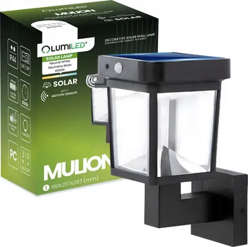 Venkovní osvětlení Solární LED venkovní nástěnné svítidlo, fasádní, zahradní, IP44, s detektorem pohybu