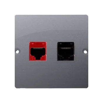 Elektrická zásuvka Internetová a telefonní zásuvka nástěnná Kontakt-simon šedá