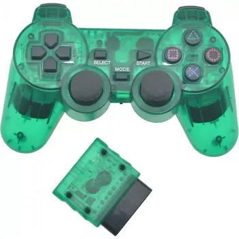 Gamepad Bezdrátový ovladač pro PlayStation 2 (PS2) – zelený transparentní