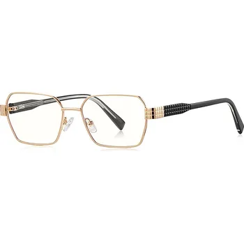 Brýlová obroučka Techsuit - Brýle proti modrému světlu Reflex PC (3161) - pro ženy, obdélníkový tvar, kovový rám, AC čočky - zlatá/černá