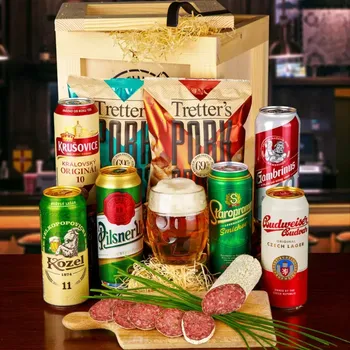 Dárkový potravinový koš Bedna s páčidlem Pivař Standardní víko