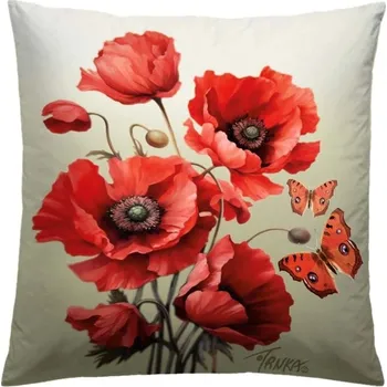 Povlak na polštářek Povlak na polštář 40 x 40 cm - Kytice vlčích máků