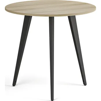 Konferenční stolek Konferenční stůl PRIMO VIBE, průměr 80 cm, černá podnož, dub přírodní