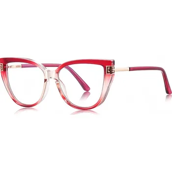 Brýlová obroučka Techsuit - Brýle proti modrému světlu Reflex PC (2259) - pro ženy, nadměrné velikosti, TR90&kovový rám, AC čočky - průhledné/červené