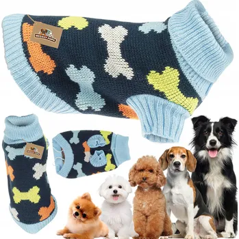 Dámský svetr SVETR pro psa kočku na zimu, teplé oblečení GOLF, svetr s kostkami, gumičky, velikost S