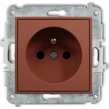 Elektrická zásuvka Jednoduchá zásuvka s uzemněním a clonkami Karlik MINI 63MGP-1zp terakota